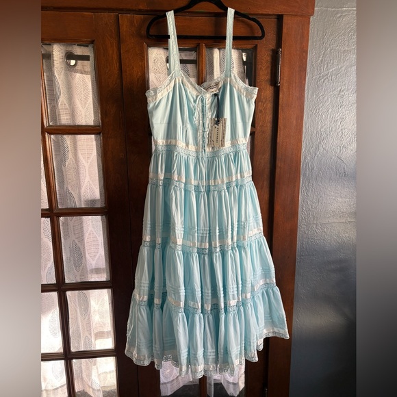 NWT Viral JessaKae Delores Tiered Blue White Midi Maxi Dress Size 1X - Picture 11 of 16